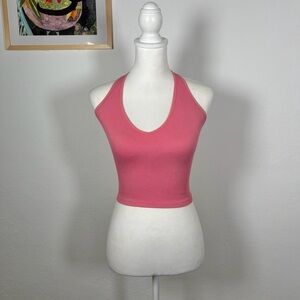 Urban Outfitters Hot Pink Ribbed Halter Top